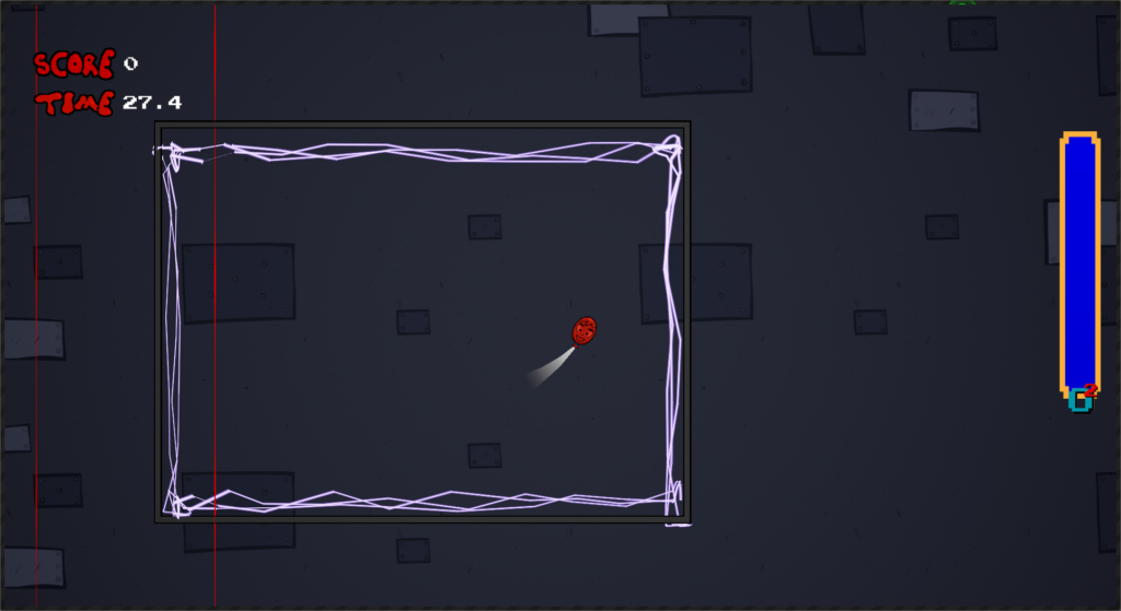 Screenshot of BalloonMan within a box shaped lightning trap